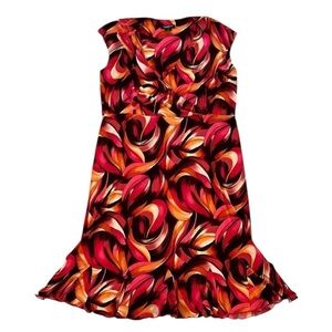 Glamour Red and Pink Fitted Cap Sleeve Dress